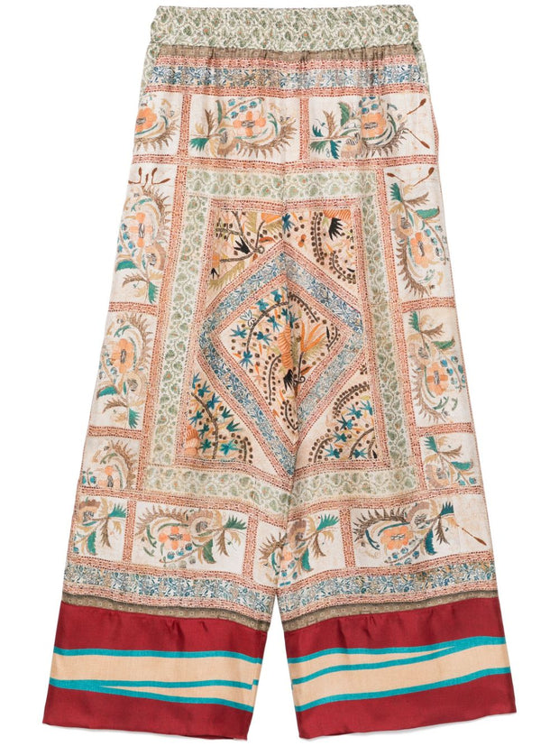 Pierre Louis Mascia Aloe Silk Trousers In Beige