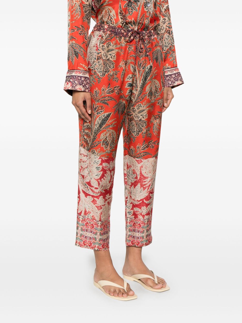 Pierre Louis Mascia Aloe Silk Trousers In Red