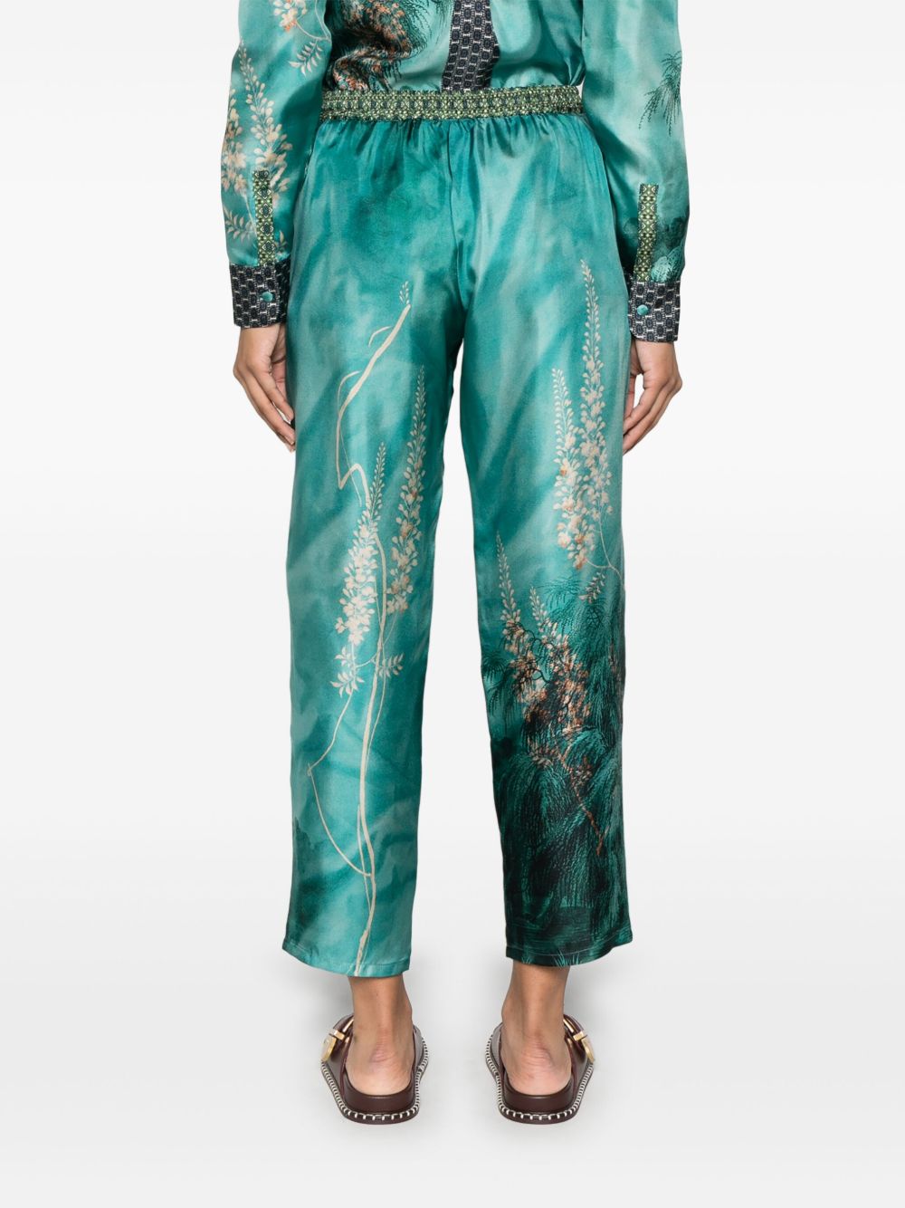 Pierre Louis Mascia Aloe Silk Trousers In Blue