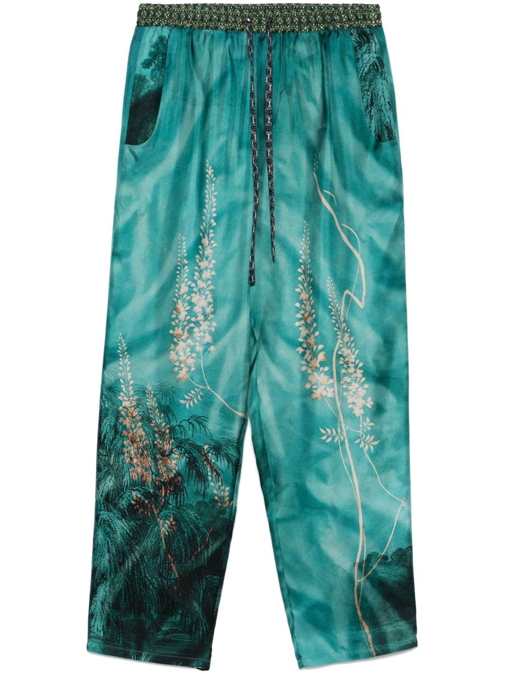 Pierre Louis Mascia Aloe Silk Trousers In Blue