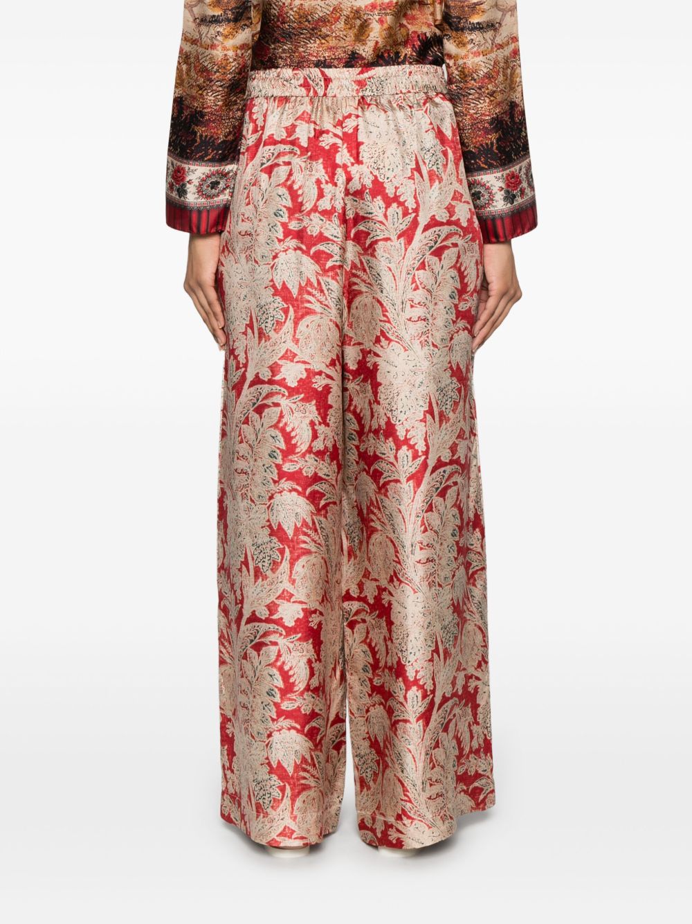 Pierre Louis Mascia Aloe Silk Trousers In Red