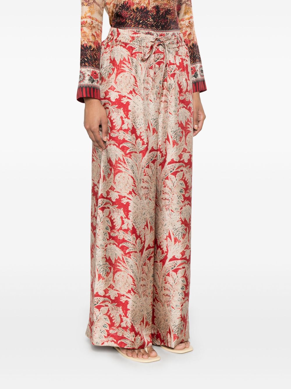 Pierre Louis Mascia Aloe Silk Trousers In Red