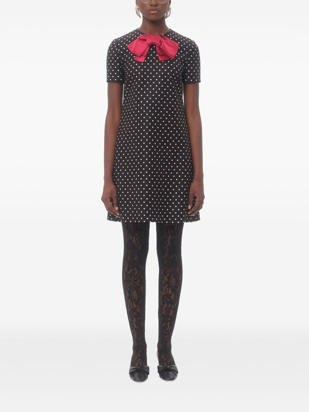 Valentino Polka Dot Print Mini Dress In Black
