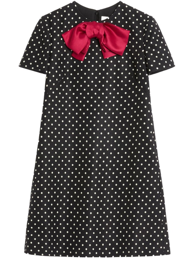 Valentino Polka Dot Print Mini Dress In Black