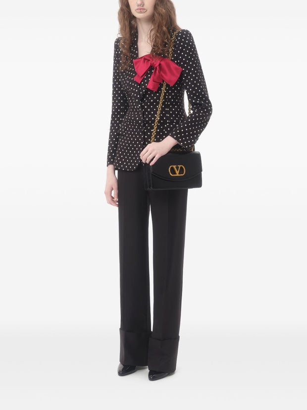 Valentino Wool Straight Leg Trousers In Black