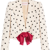 Valentino Polka Dot Silk Jacket In Beige