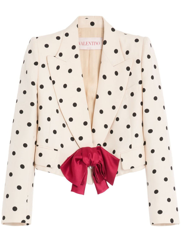 Valentino Polka Dot Silk Jacket In Beige