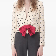 Valentino Polka Dot Silk Jacket In Beige