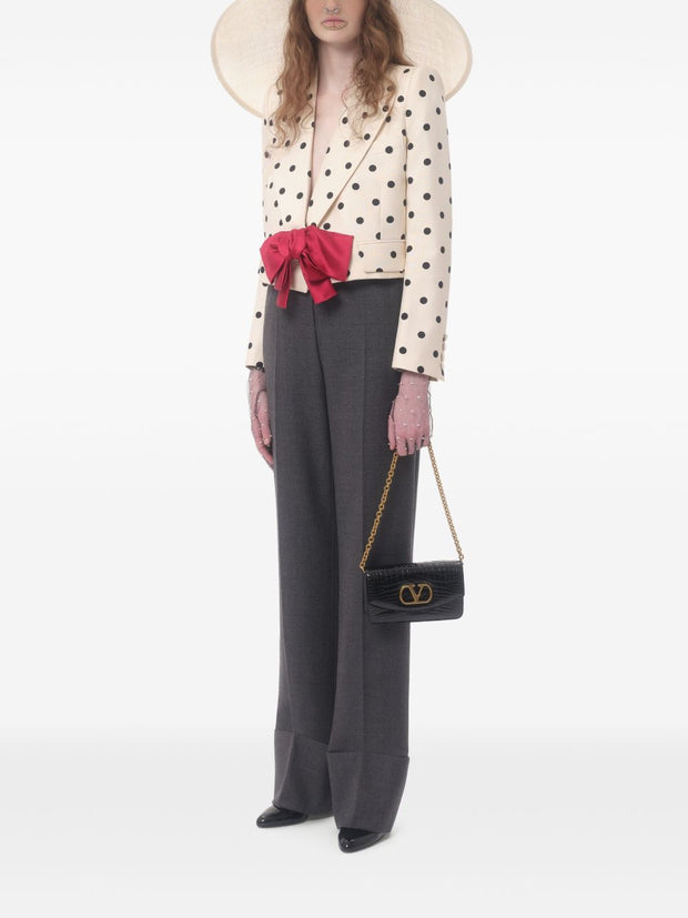 Valentino Polka Dot Silk Jacket In Beige