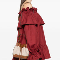 Valentino Garavani Rockstud Canvas Bucket Bag - Leather Brown