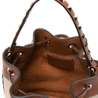 Valentino Garavani Rockstud Canvas Bucket Bag - Leather Brown
