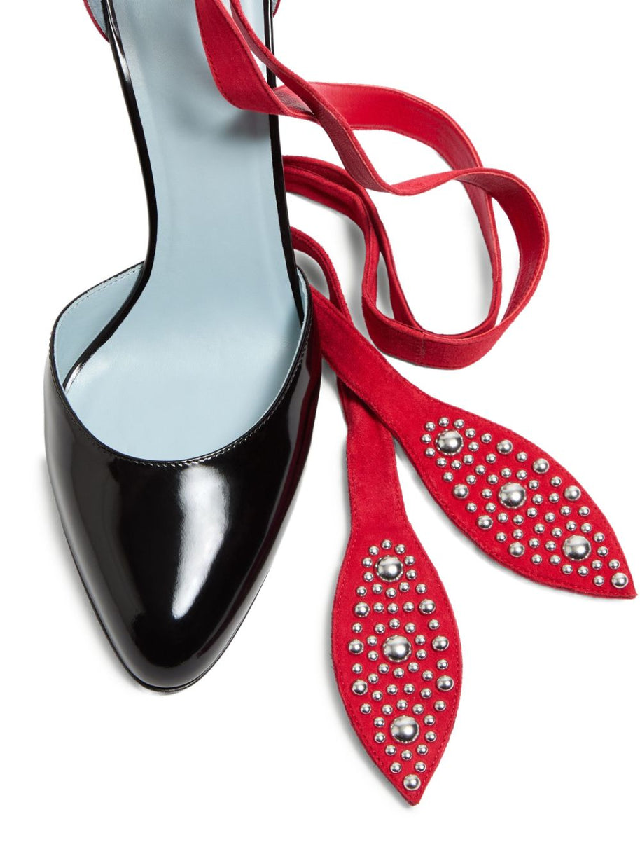 Valentino Garavani Folie Foliage Leather Pumps - Black