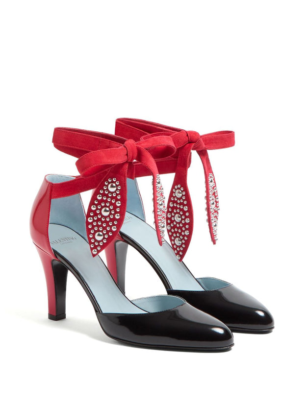 Valentino Garavani Folie Foliage Leather Pumps - Black