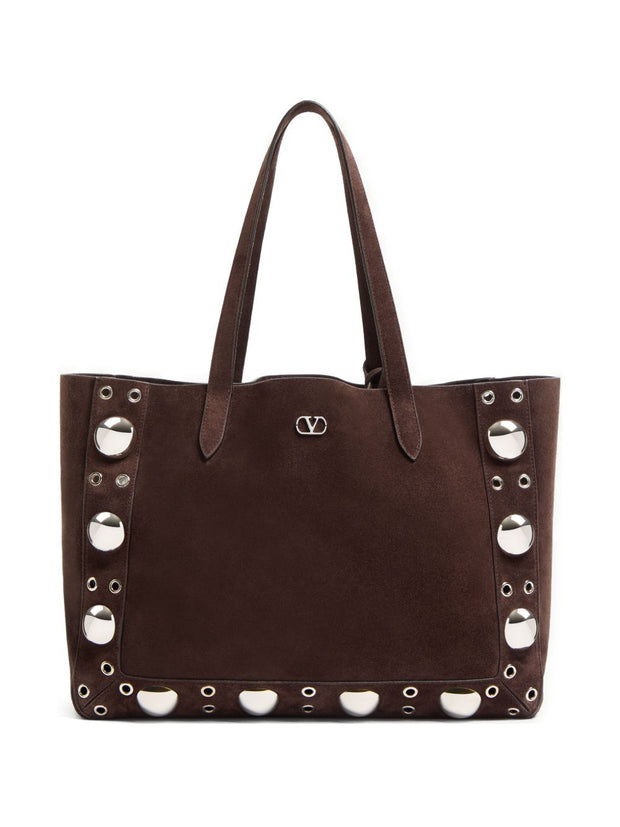 Valentino Garavani Nellcote Suede Leather Tote Bag - Brown