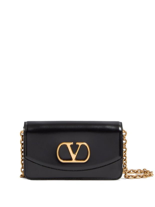 Valentino Garavani Vain Small Leather Shoulder Bag - Black