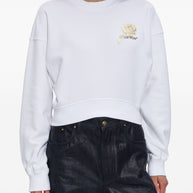 Off White Graphic Print Cropped Sweatshirt In White