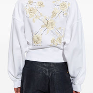 Off White Graphic Print Cropped Sweatshirt In White