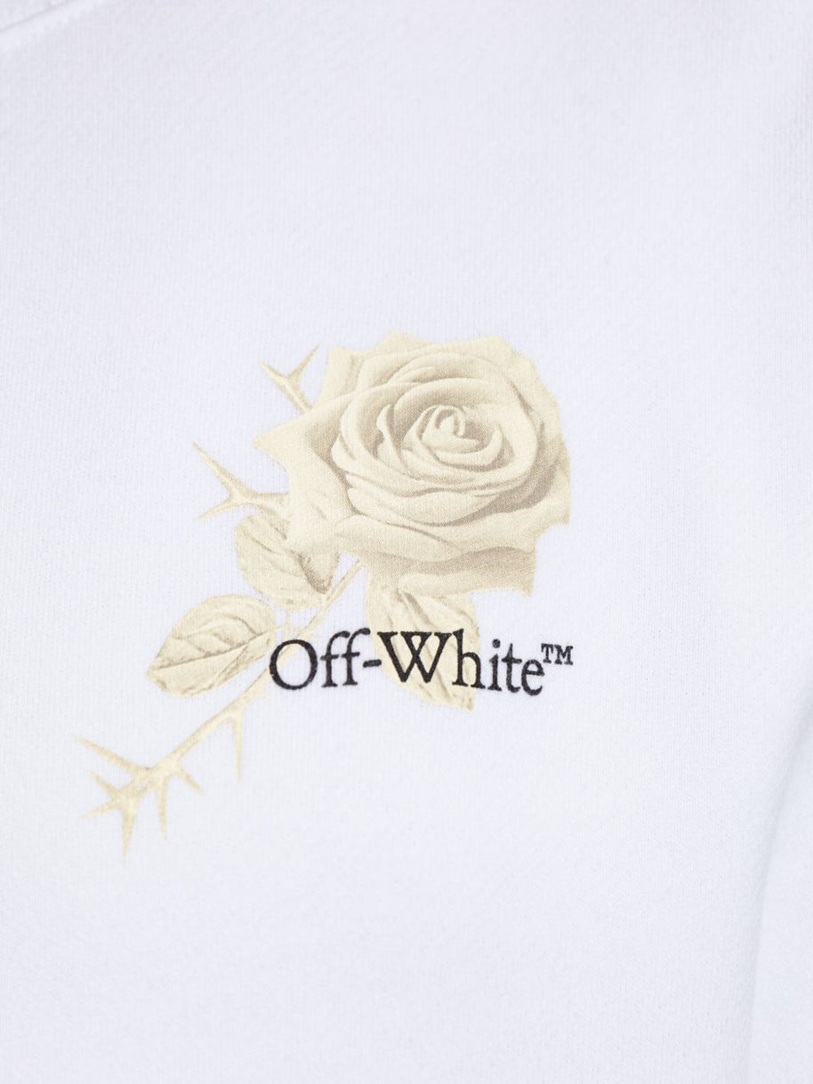 Off White Graphic Print Cropped Sweatshirt In White