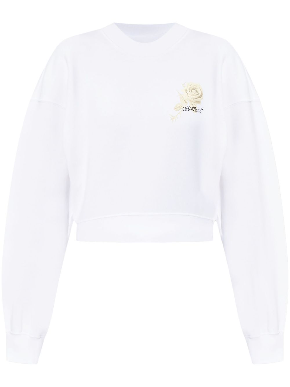 Off White Graphic Print Cropped Sweatshirt In White