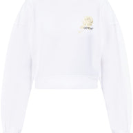 Off White Graphic Print Cropped Sweatshirt In White