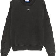 Off White Crew Neck Sweatshirt In Black
