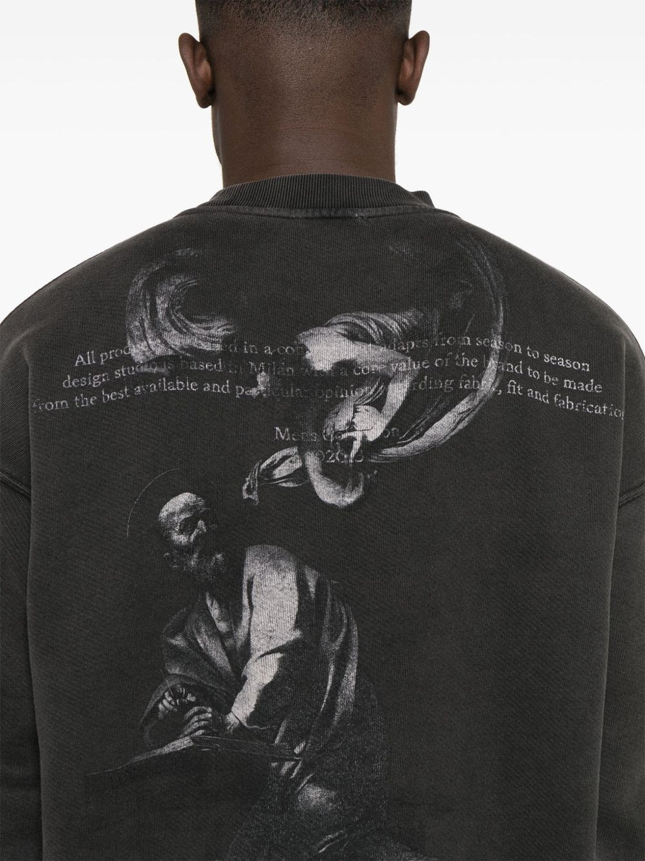Off White Crew Neck Sweatshirt In Black