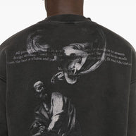 Off White Crew Neck Sweatshirt In Black