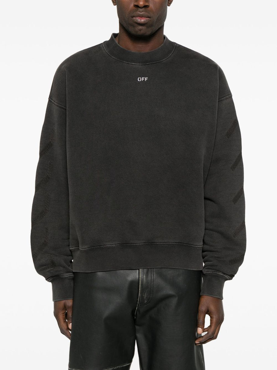 Off White Crew Neck Sweatshirt In Black