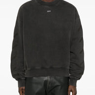 Off White Crew Neck Sweatshirt In Black
