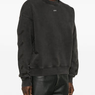 Off White Crew Neck Sweatshirt In Black