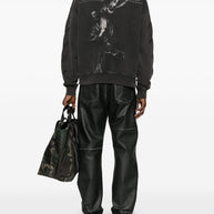 Off White Crew Neck Sweatshirt In Black