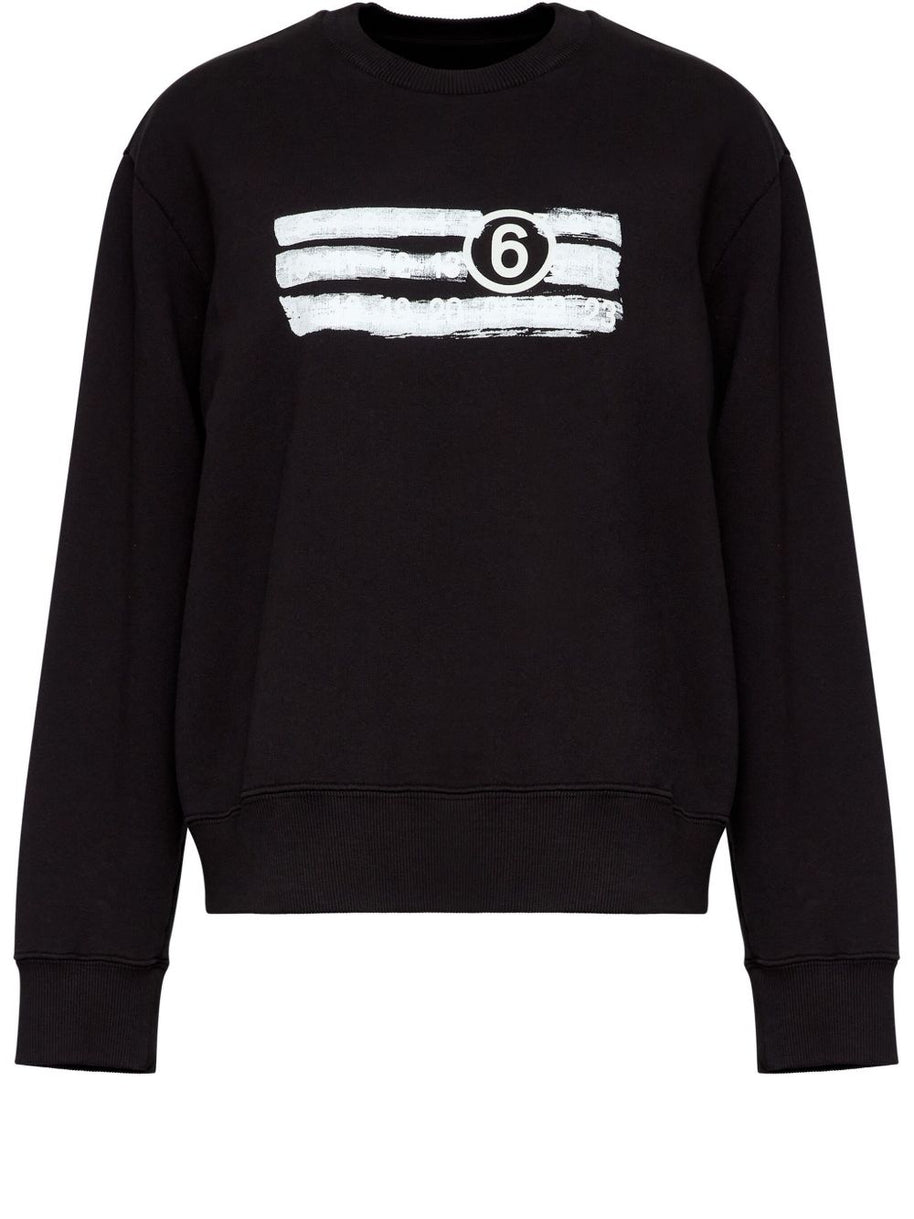 MM6 Maison Margiela Printed Cotton Sweatshirt - Black