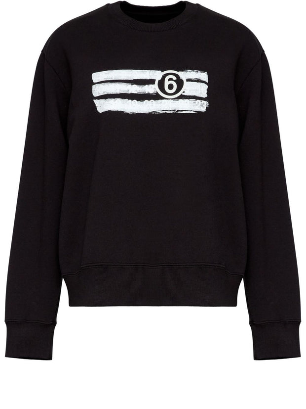 MM6 Maison Margiela Printed Cotton Sweatshirt - Black