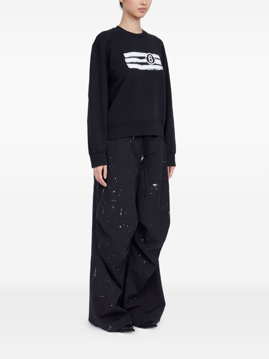 MM6 Maison Margiela Printed Cotton Sweatshirt - Black