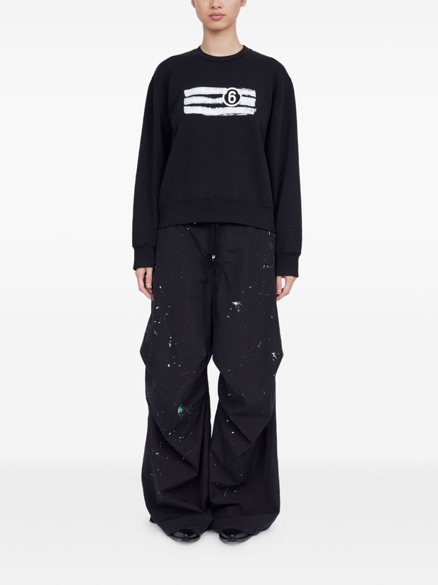 MM6 Maison Margiela Printed Cotton Sweatshirt - Black