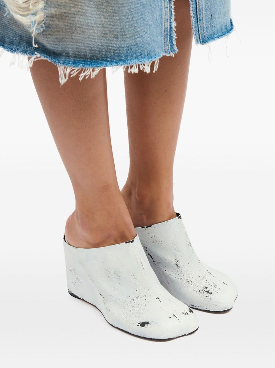 MM6 Maison Margiela Leather Mules - White