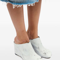 MM6 Maison Margiela Leather Mules - White