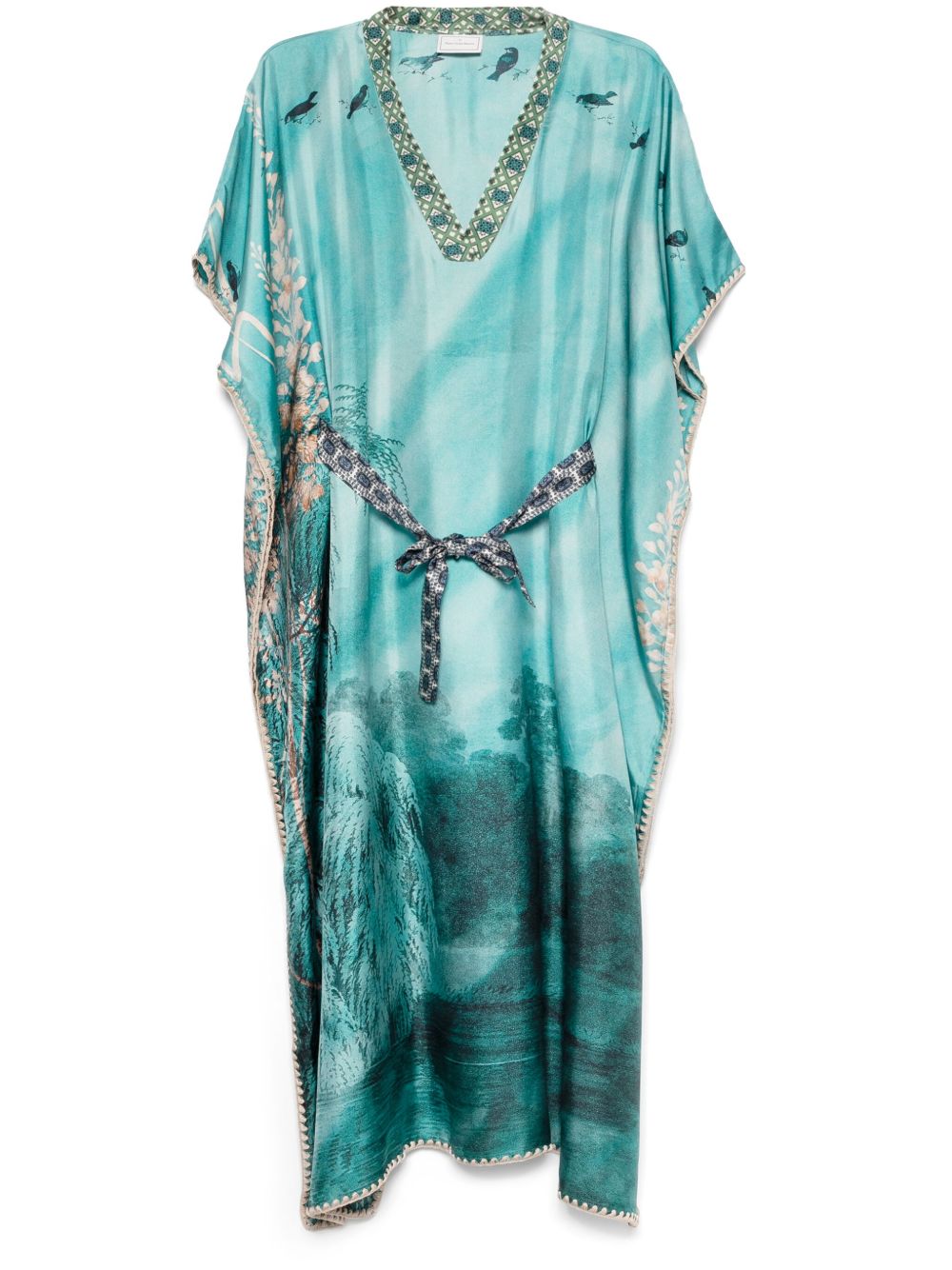 Pierre Louis Mascia Silk Maxi Dress In Blue