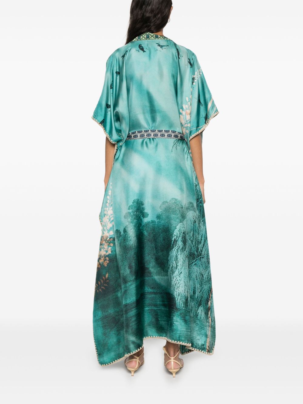 Pierre Louis Mascia Silk Maxi Dress In Blue