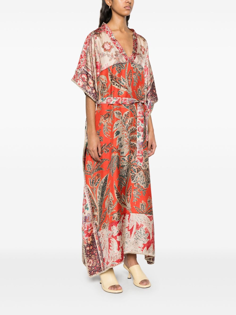 Pierre Louis Mascia Silk Maxi Dress In Red