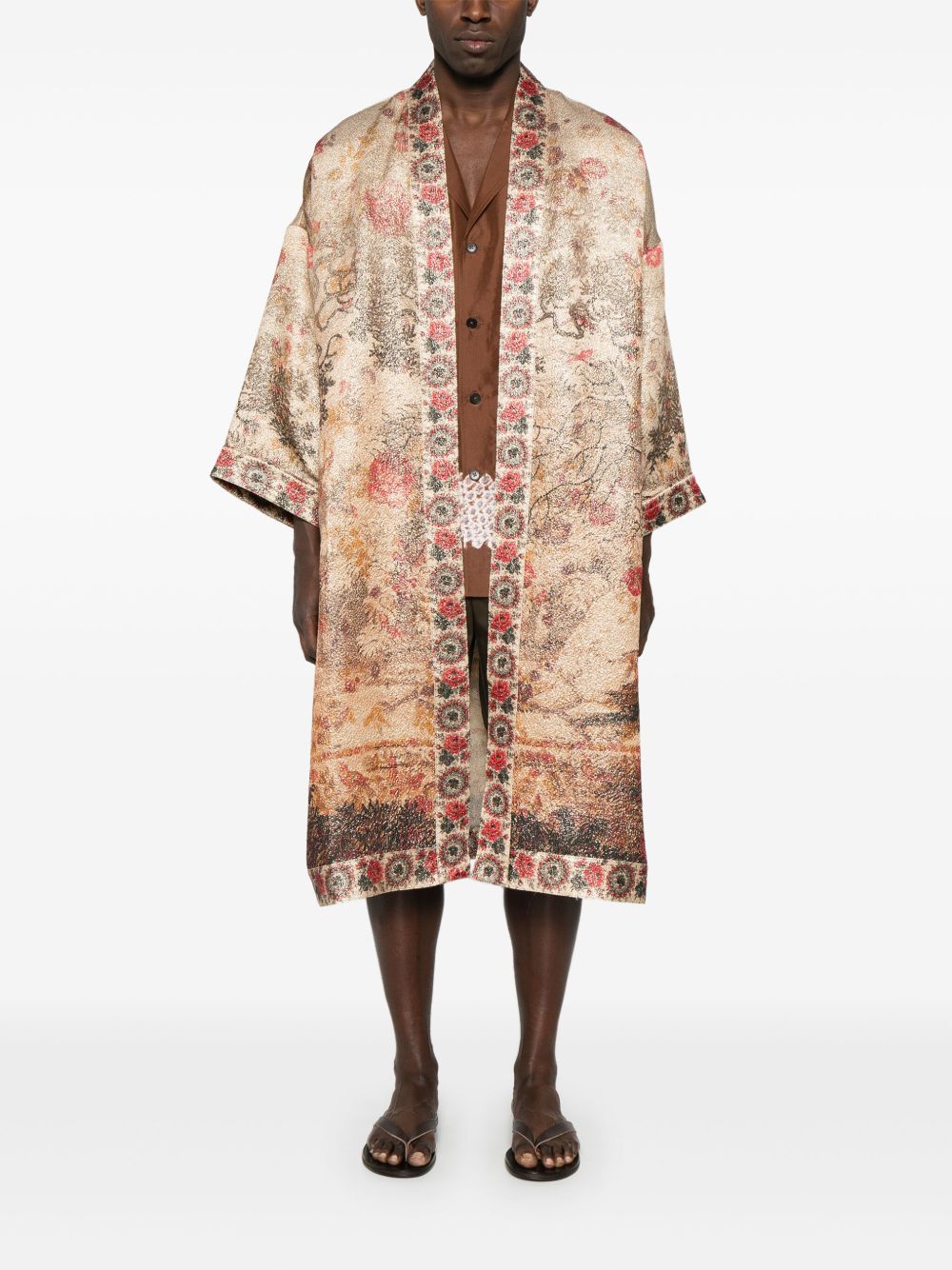 Pierre Louis Mascia Open Front Kimono In Beige