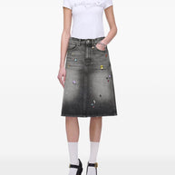 Marc Jacobs Embellished Denim Midi Skirt In Black
