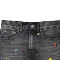 Marc Jacobs Embellished Denim Midi Skirt In Black