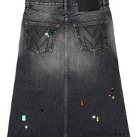Marc Jacobs Embellished Denim Midi Skirt In Black