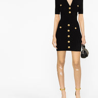 Balmain Knit Mini Dress In Black