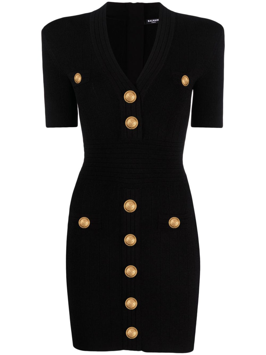 Balmain Knit Mini Dress In Black
