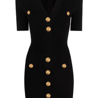 Balmain Knit Mini Dress In Black