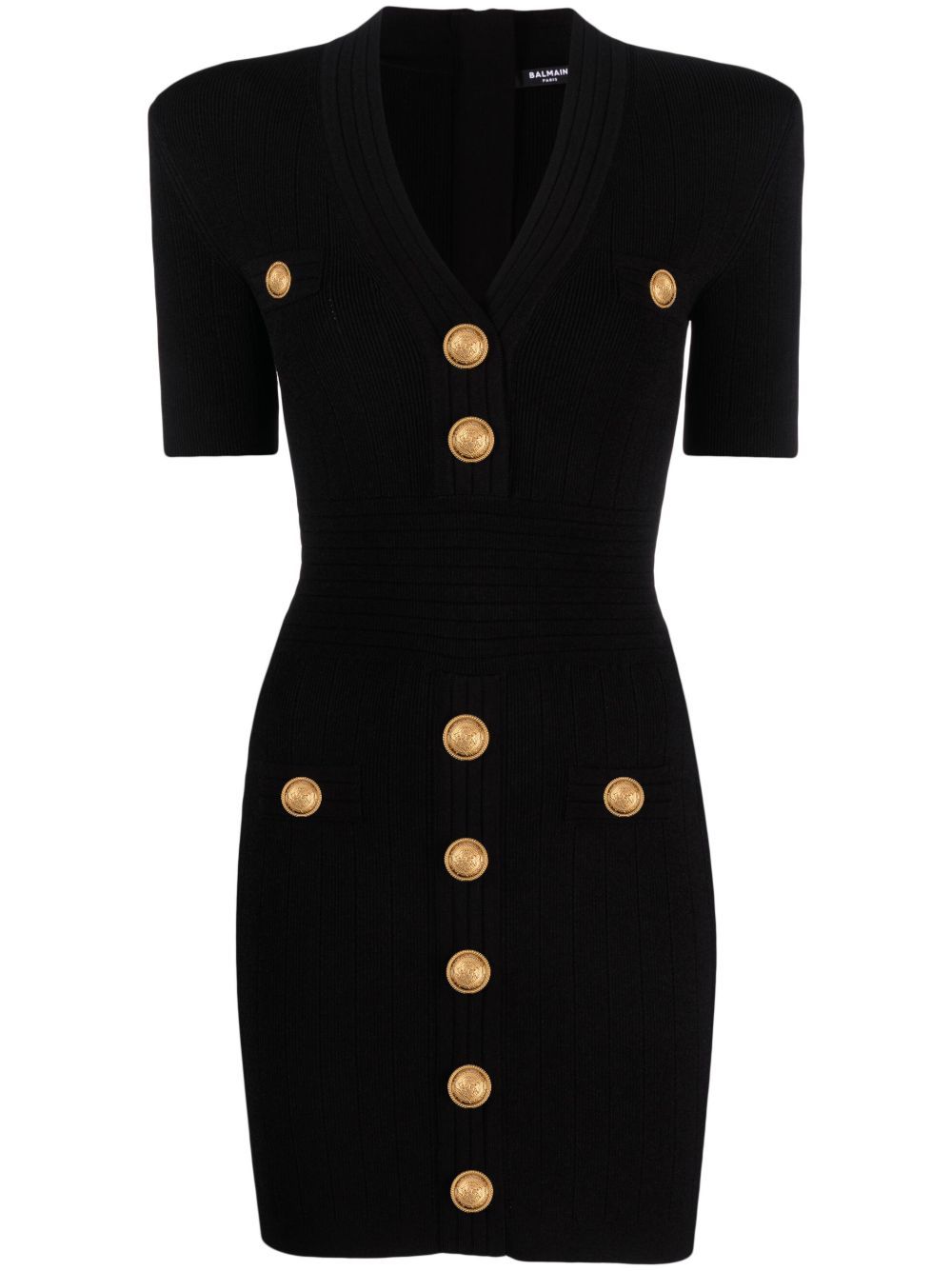 Balmain Knit Mini Dress In Black