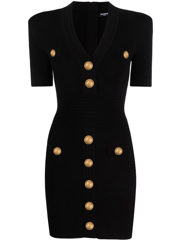 Balmain Knit Mini Dress In Black