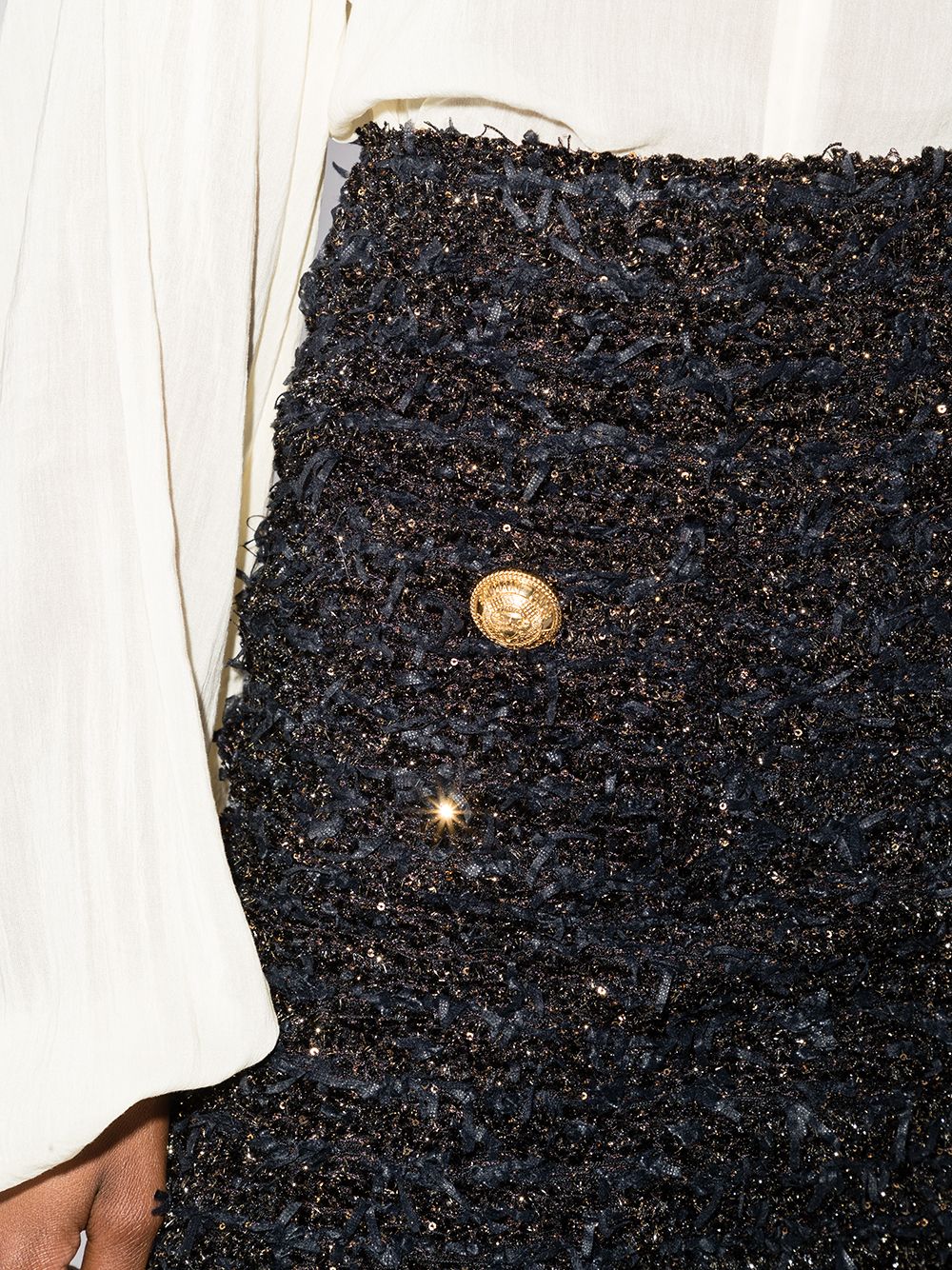 Balmain Tweed Mini Skirt In Black